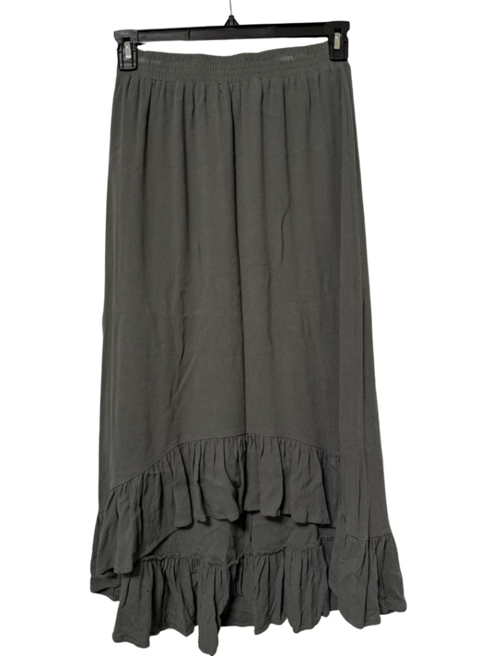 Olive Green Ruffle High Low Skirt, Size M